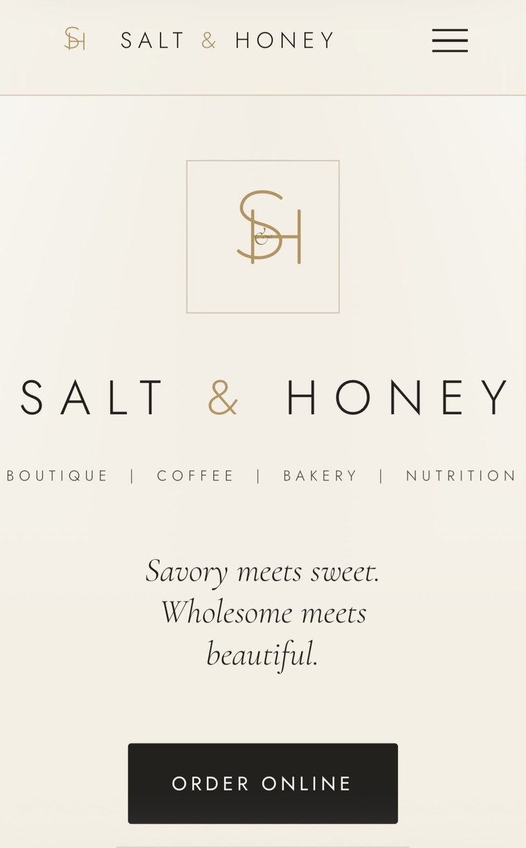 Salt & Honey website homepage